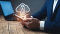 Cloud computing security, Mobile phone data safety, Cyber privacy protection, Secure network connection Royalty Free Stock Photo