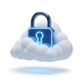 Cloud computing security padlock on a cloud internet data protection Royalty Free Stock Photo