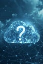 Cloud Computing Security Question Secure Data Storage and Online Protection Concept. Blue Cloud