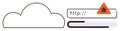Cloud Computing Security Risk Highlighted by Malware Alert on URL Bar Royalty Free Stock Photo