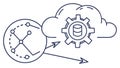 Cloud Computing with Server and Clock, Efficient Data Management, vector design Generative AI Royalty Free Stock Photo