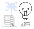 Cloud Computing Server and Lightbulb Representing Innovation and Cost Efficiency in Technology Royalty Free Stock Photo