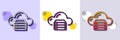 Cloud computing server line icon. Internet data storage sign. Halftone dotted pattern. Vector