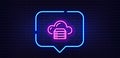 Cloud computing server line icon. Internet data storage sign. Neon light speech bubble. Vector