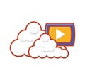 cloud computing server with media player button Royalty Free Stock Photo