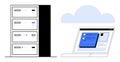 Cloud Computing with Server Rack and Online Information Access via Laptop Royalty Free Stock Photo