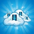 Cloud computing servers connected in a digital network infrastructure Royalty Free Stock Photo