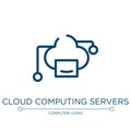 Cloud computing servers icon. Linear vector illustration from cloud computing collection. Outline cloud computing servers icon Royalty Free Stock Photo