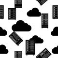 Cloud computing servers and storage seamless pattern vector illustration on white background Royalty Free Stock Photo
