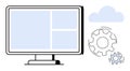 Cloud Computing Setup with Monitor and Gears Representing Synchronization and Automation Royalty Free Stock Photo