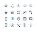 Cloud Computing Sign Thin Line Icon Set. Vector Royalty Free Stock Photo