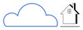 Cloud Computing and Smart Home Concept with Cloud Outline and House Icon Royalty Free Stock Photo