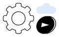 Cloud Computing with Gear, Play Button, and Cloud Symbol for Digital Technology and Multimedia Concepts Royalty Free Stock Photo