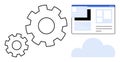 Cloud Computing and Web Development Concept with Gears and Browser Interface Royalty Free Stock Photo