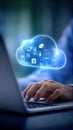 Cloud computing solutions, seamless data access and management through laptop technology Royalty Free Stock Photo