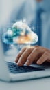 Cloud computing solutions, seamless data access and storage via laptop technology Royalty Free Stock Photo