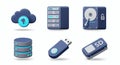 Cloud Computing and Storage Icons Collection Data Server and Flash Drive Royalty Free Stock Photo