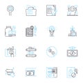 Cloud computing and storage linear icons set. Virtualization, Scalability, Accessibility, Mobility, Security, Backup Royalty Free Stock Photo