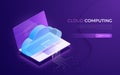 Cloud computing, storage, services, data network isometric concept Royalty Free Stock Photo