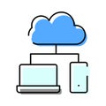 Cloud computing storing data on laptop and smartphone Royalty Free Stock Photo