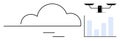Cloud Computing and Surveillance quadcopter Over Data Analytics Chart Concept for Technology Royalty Free Stock Photo