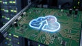 Cloud computing symbol on circuit board Royalty Free Stock Photo