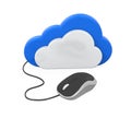 Cloud Computing Symbol with Computer Mouse Royalty Free Stock Photo