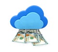 Cloud Computing Symbol with Dollar Bills Royalty Free Stock Photo