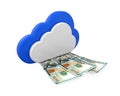 Cloud Computing Symbol with Dollar Bills Royalty Free Stock Photo