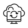 Cloud computing symbol with refresh cycle on monitor screen Royalty Free Stock Photo
