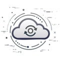 Cloud computing sync icon with circular arrows and abstract data flow elements Royalty Free Stock Photo