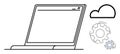 Laptop with Cloud and Gear Icons Cloud Computing and System Integration Royalty Free Stock Photo