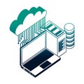 cloud computing with teamwork and icon data server Royalty Free Stock Photo