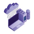 cloud computing with teamwork and icon data server Royalty Free Stock Photo