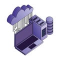 cloud computing with teamwork and icon data server Royalty Free Stock Photo