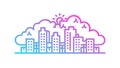 Cloud Computing Tech City Line Art Icon, vector design Generative AI Royalty Free Stock Photo