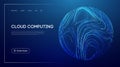 Cloud computing technology with abstract glowing sphere, futuristic blue background, digital data storage, network infrastructure