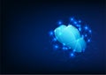 Cloud computing technology background with circuit lines around it, representing the technology of electronic data storage via the Royalty Free Stock Photo