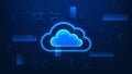 Cloud computing technology background cloud processing data with digital network connections, representing online systems, data Royalty Free Stock Photo