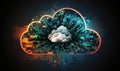 Cloud computing technology. Beautiful colorful illustration. style. Generative AI Royalty Free Stock Photo