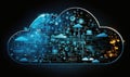 Cloud computing technology. Beautiful colorful illustration. style. Generative AI Royalty Free Stock Photo