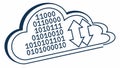 Cloud Computing Technology with Binary Code Data Transfer, vector design Generative AI Royalty Free Stock Photo