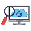Cloud computing technology blue lines Royalty Free Stock Photo
