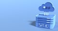 Cloud computing technology. Cloud data center with hosting server. Cloud service 3d rendering. Network and database. Cloud storage Royalty Free Stock Photo