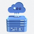 Cloud computing technology. Cloud data center with hosting server. Cloud service 3d rendering. Network and database. Cloud storage Royalty Free Stock Photo