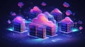 Cloud computing technology concept, Big data storage and cloud computing, Generative AI illustrations Royalty Free Stock Photo