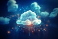 Cloud computing technology concept. 3d rendering toned image double exposure Royalty Free Stock Photo