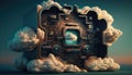 Cloud computing technology concept. Futuristic illustration AI generated Royalty Free Stock Photo