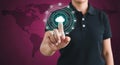 Cloud computing technology concept with a person touching virtual interface Royalty Free Stock Photo