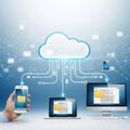 Cloud computing technology connecting devices for seamless data access and storage solutions Royalty Free Stock Photo
